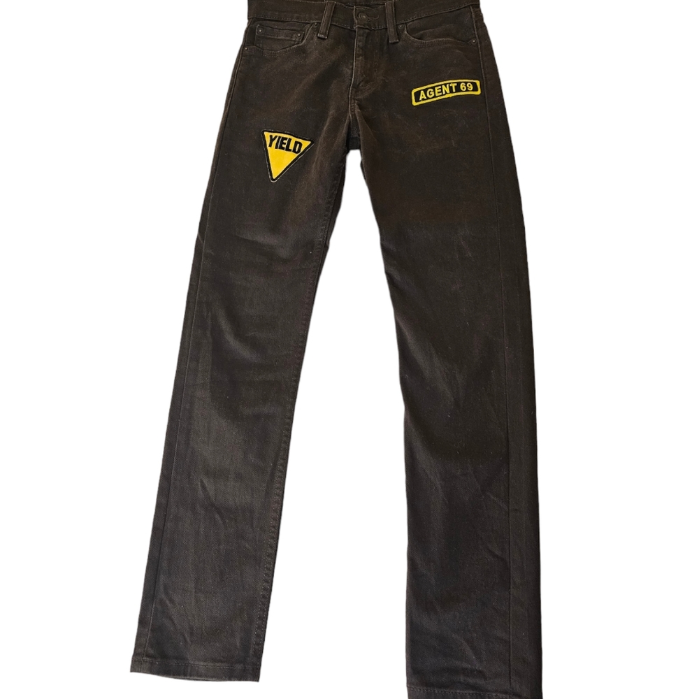 Levis 510 Jeans Mens Skinny Fit Chocolate Brown Denim sz 28x30 With Patches
